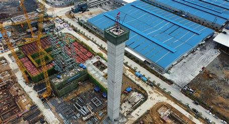 80米高煙囪、提前14天封頂！